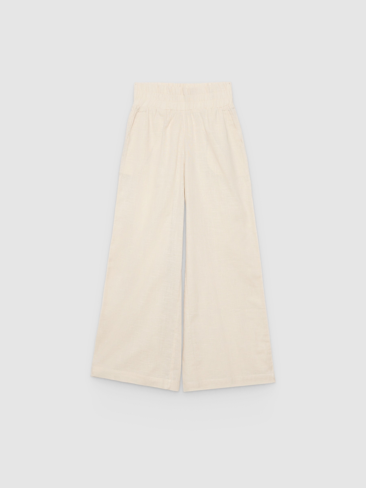 %Pto% Pantalón palazzo lino elástico blanco roto vista frontal