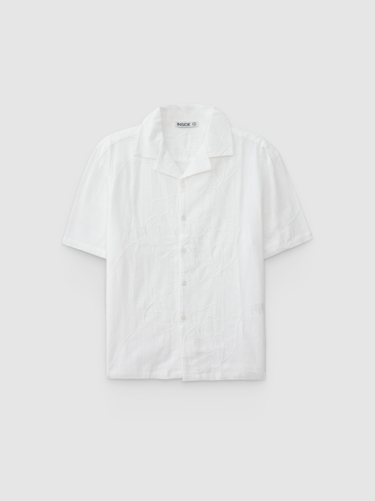 %Pto% Oversized floral embroidered shirt white front view