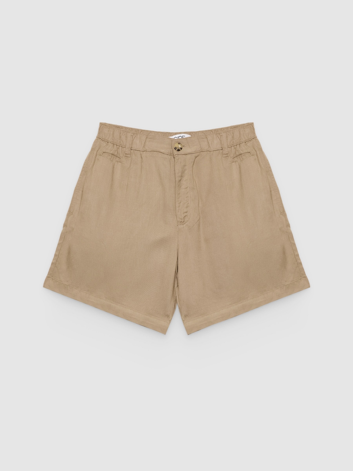 %Pto% High-waisted chino shorts beige front view