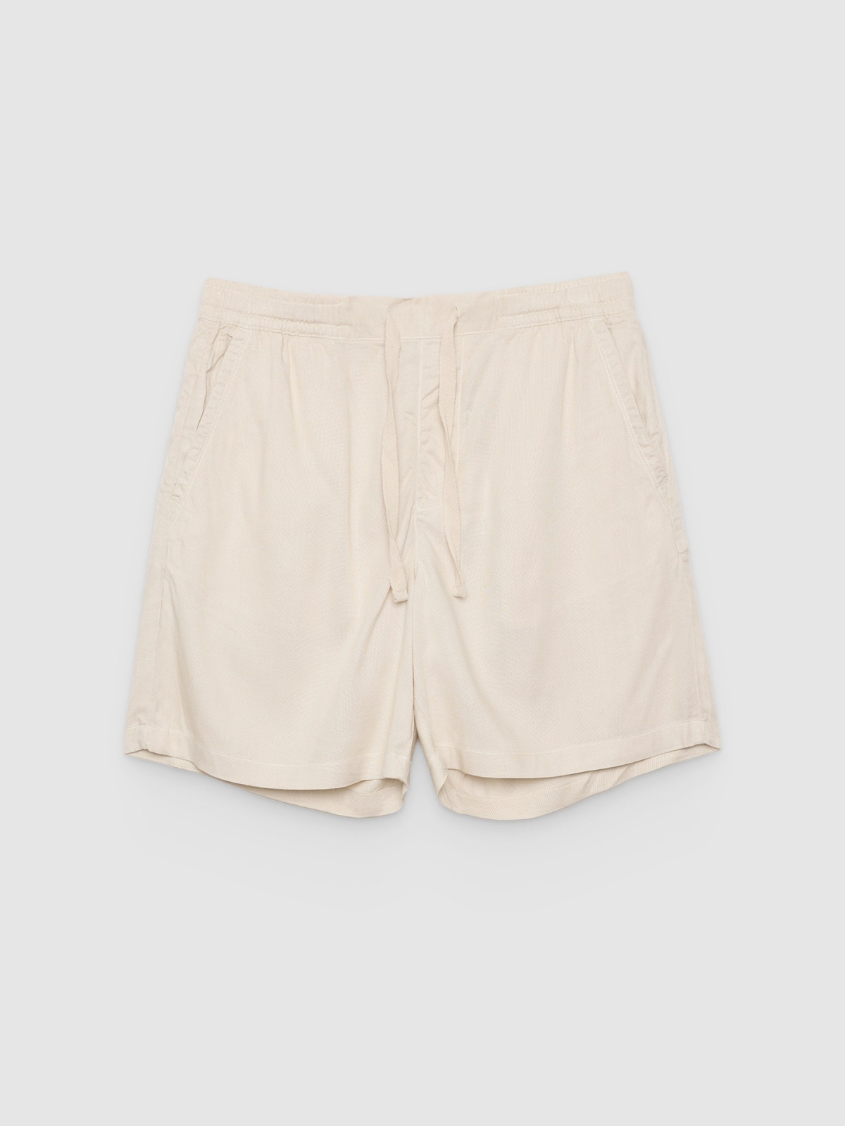 %Pto% Linen Bermuda joggers with drawstrings raw front view