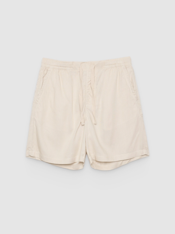  Linen Bermuda joggers with drawstrings raw front view