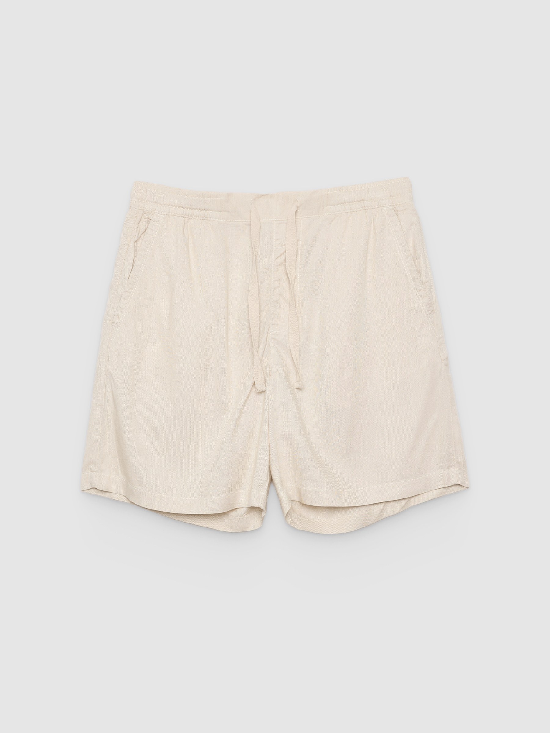  Linen Bermuda joggers with drawstrings raw front view