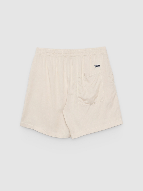 Bermuda jogger de linho com cordões crua vista traseira