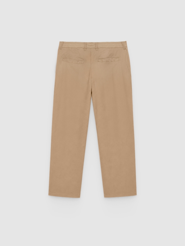 Jogger lino tiro alto beige vista trasera