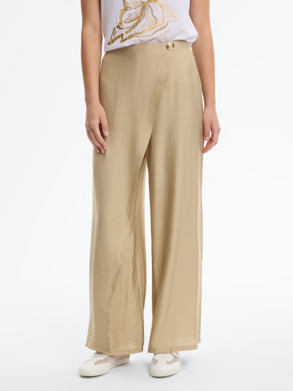 Fluid wrap pants sand middle front view