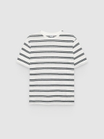 %Pto% Camiseta listrada em malha oversized branco vista frontal