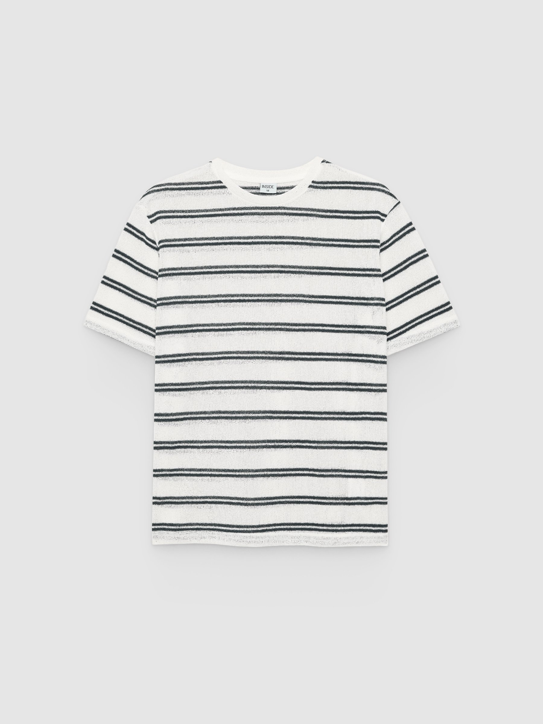 Oversized striped knit T-shirt white middle front view