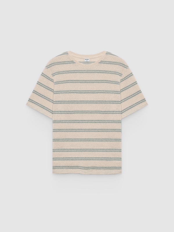  Oversized striped knit T-shirt raw front view