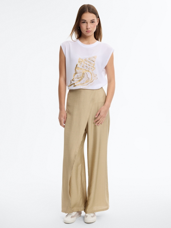 camiseta cavada estampada com textura branco vista geral frontal