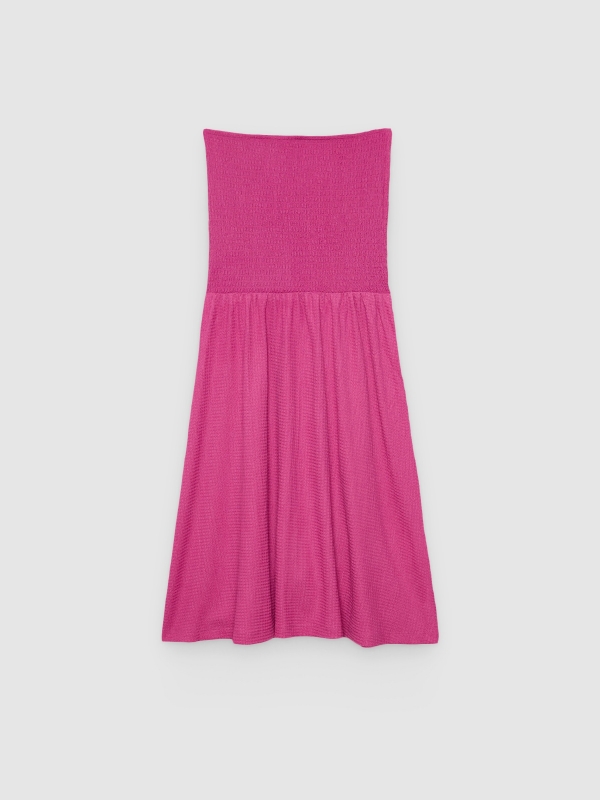  Vestido bandeau mini nido abeja rosa magenta vista frontal