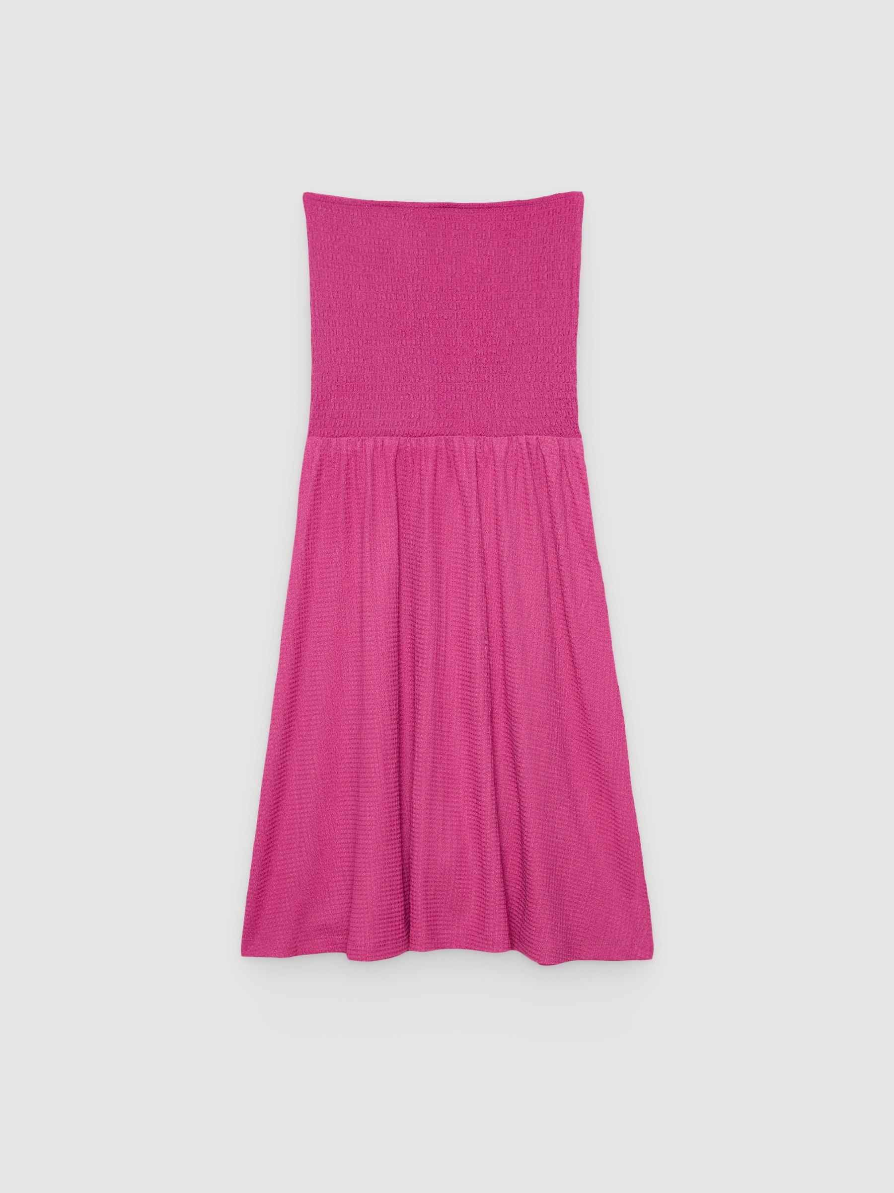 Vestido bandeau mini nido abeja rosa magenta vista media frontal