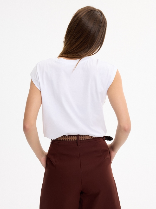 Sleeveless graphic print T-shirt white middle back view