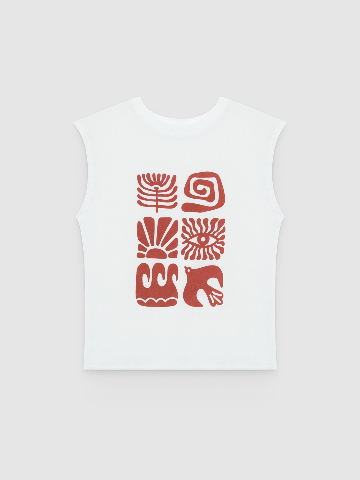 %Pto% Camiseta sem mangas com estampa gráfica branco vista frontal