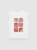 %Pto% Camiseta sem mangas com estampa gráfica branco vista frontal