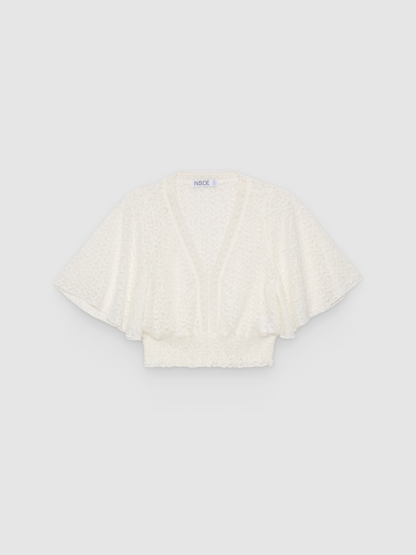 %Pto% Flowy lace blouse white front view