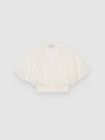 %Pto% Blusa fluida de renda branco vista frontal