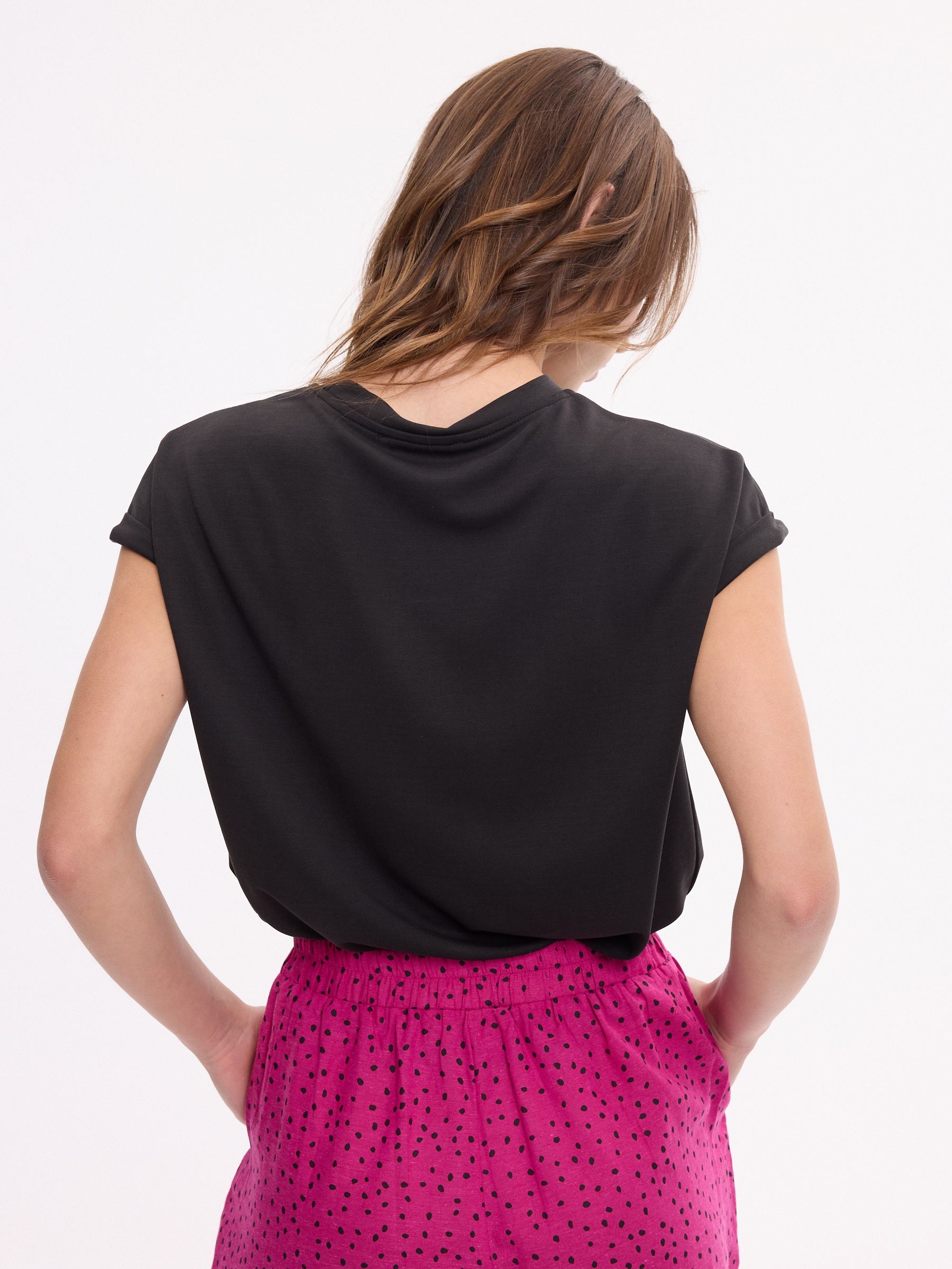 Cotton sleeveless shirt black middle front view