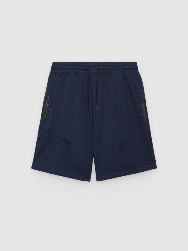  Bermuda jogger de felpa azul marino vista frontal