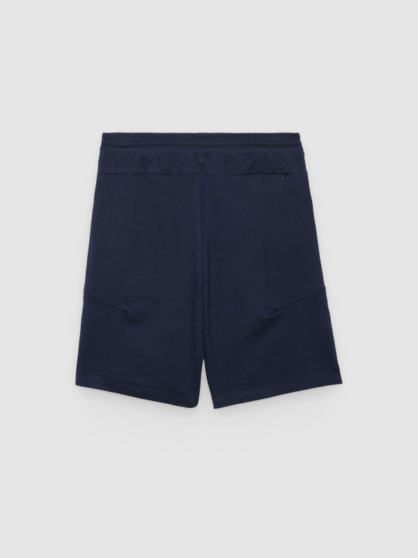 Bermuda jogger de felpa azul marino vista trasera