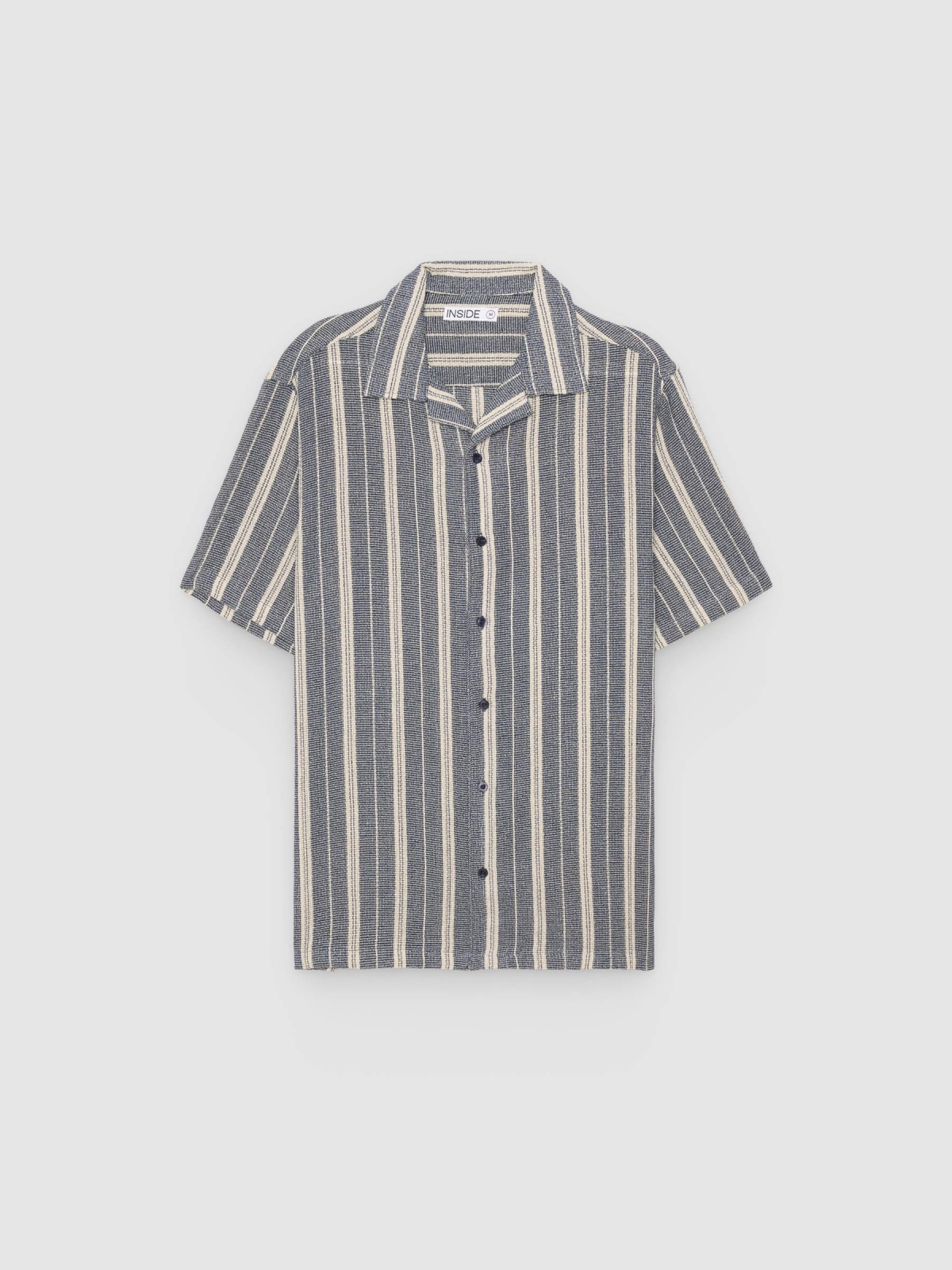 %Pto% Camisa rayas punto botones crudo vista frontal