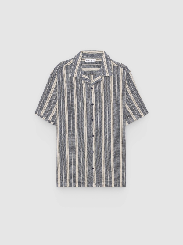  Striped knit shirt with buttons raw front view
