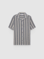 %Pto% Camisa rayas punto botones crudo vista frontal