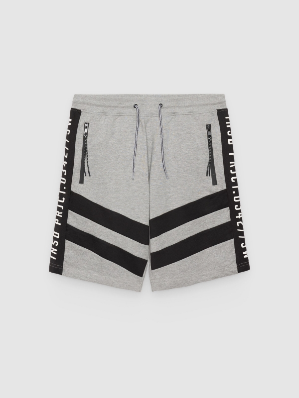  Bermuda jogger con bandas gris melange vista frontal