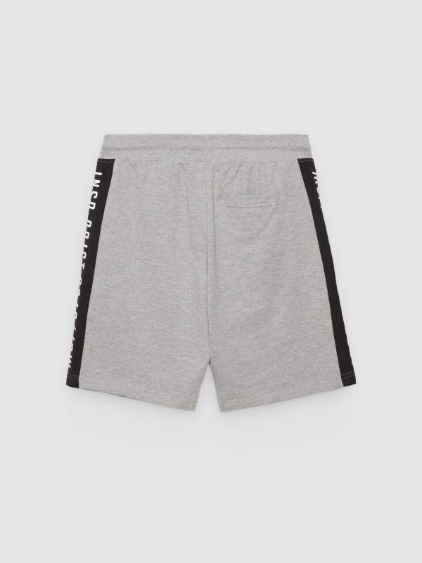 Bermuda jogger with bands melange grey back view