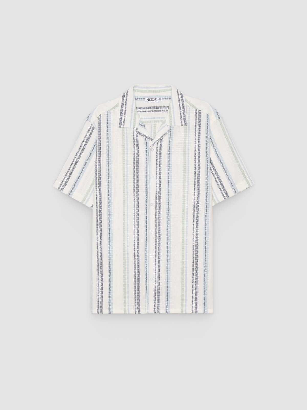 %Pto% Camisa rústica de rayas blanco vista frontal