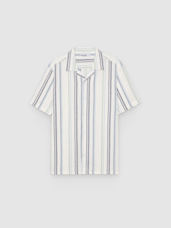  Camisa rústica de rayas blanco vista frontal