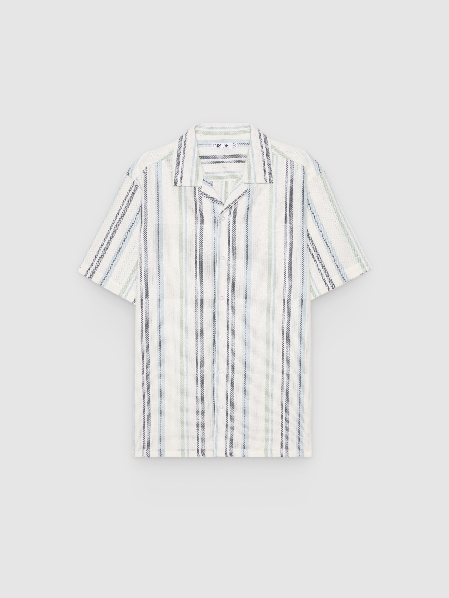 Rustic striped shirt white middle front view