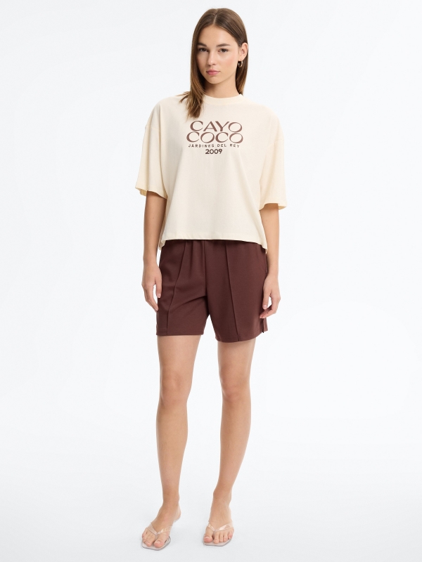 Crew neck T-shirt raw front view