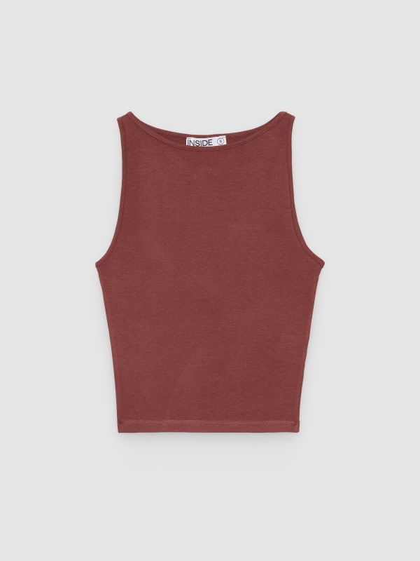  Camiseta básica halter slim chocolate vista frontal