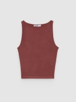 %Pto% Basic slim halter top chocolate front view