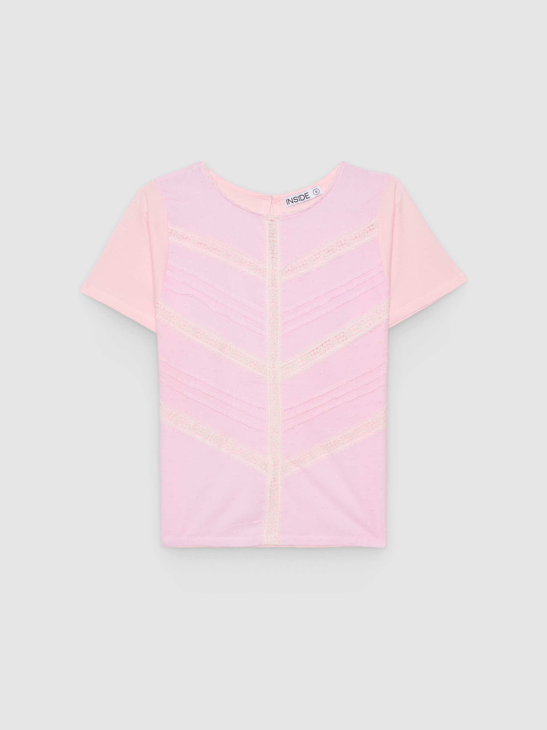 Camiseta algodón plumeti rosa claro vista media frontal