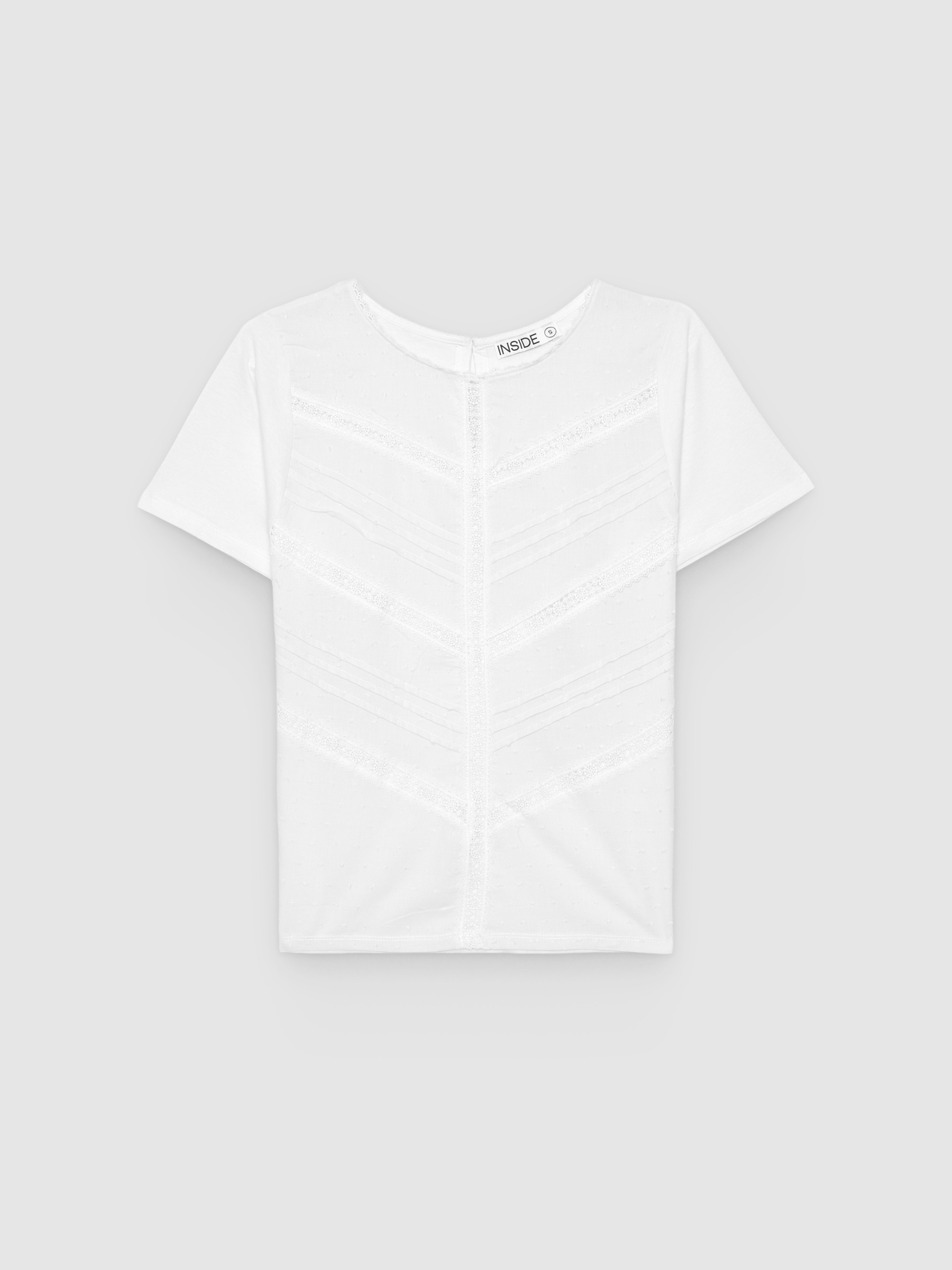 Camiseta algodón plumeti blanco vista media frontal