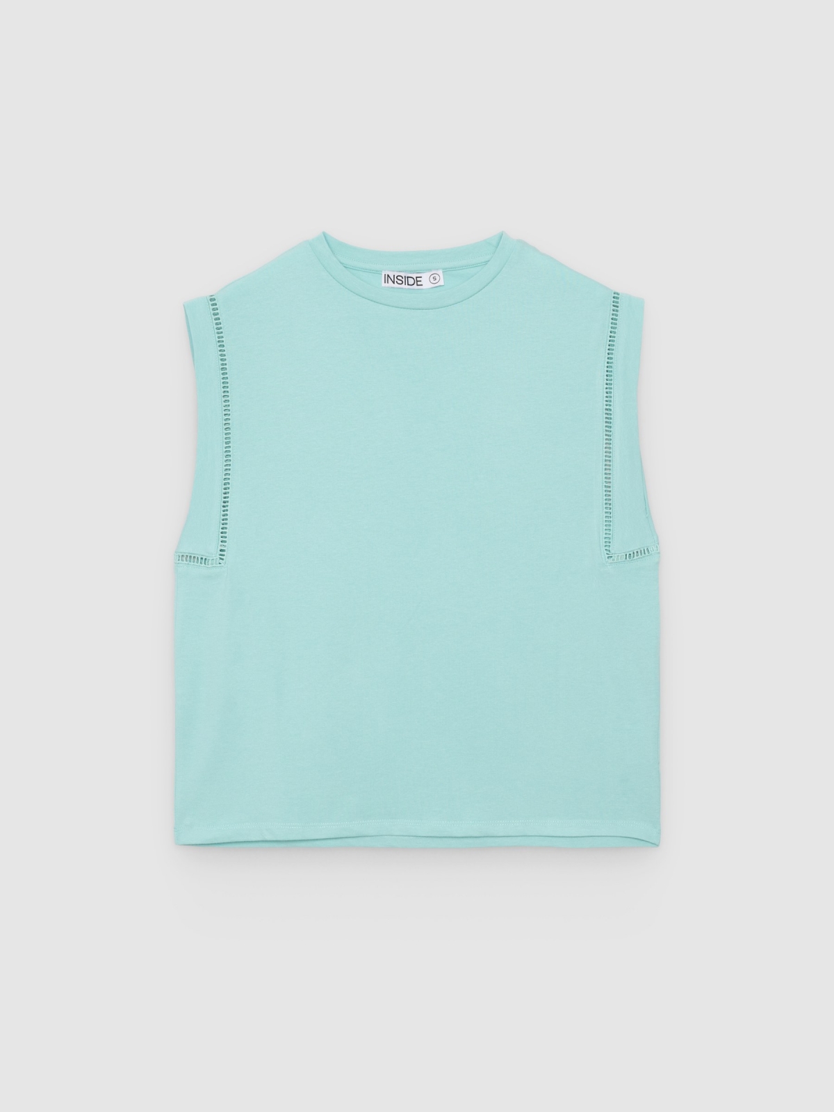 %Pto% Sleeveless modal T-shirt light blue front view