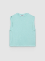 %Pto% Sleeveless modal T-shirt light blue front view