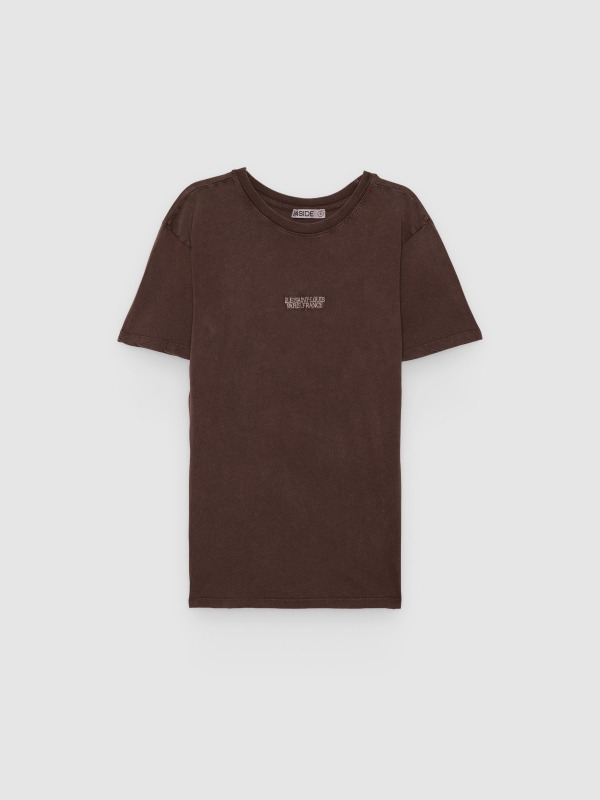 %Pto% Oversized cotton t-shirt chocolate front view