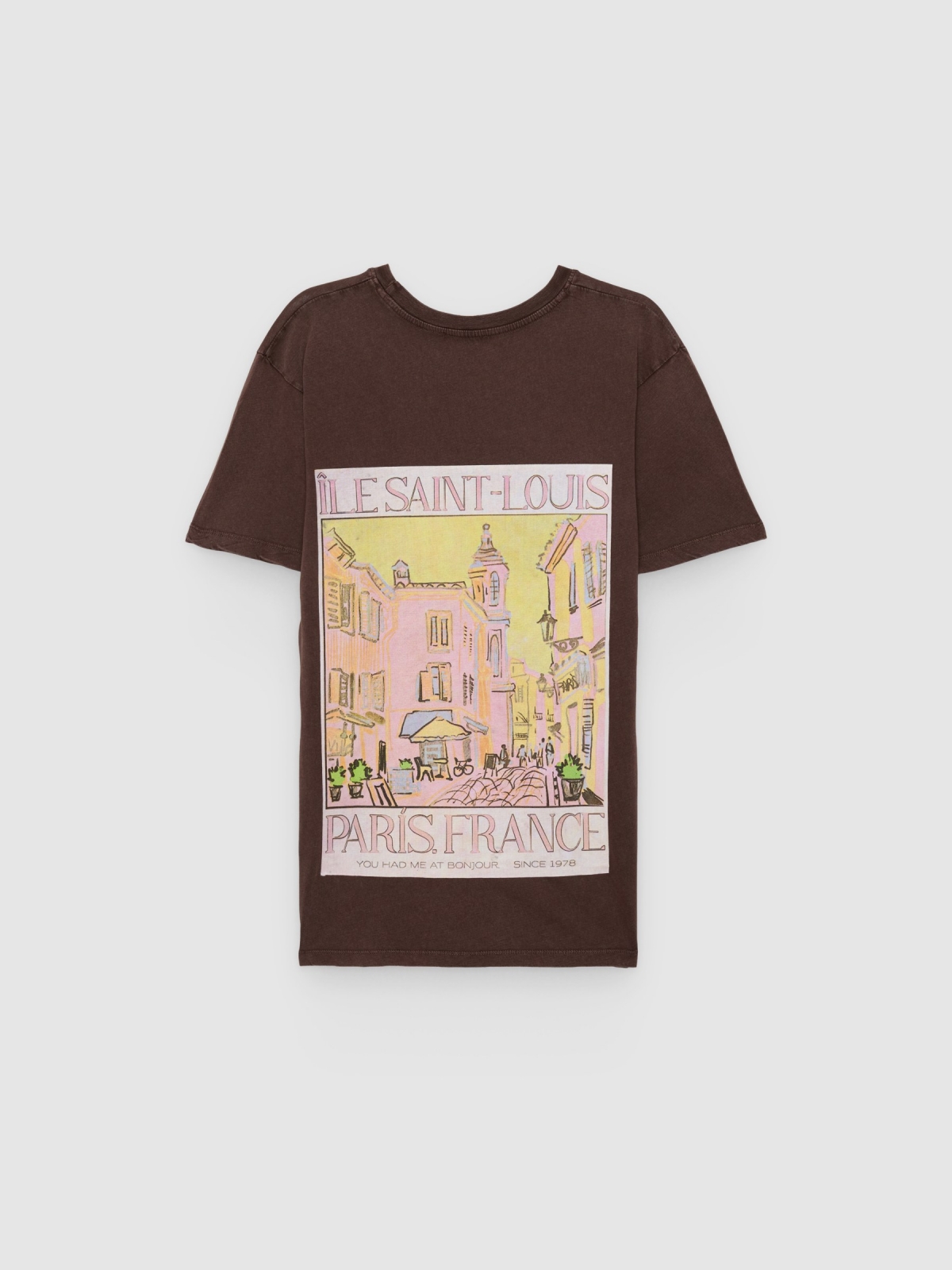 Oversized cotton t-shirt chocolate back view