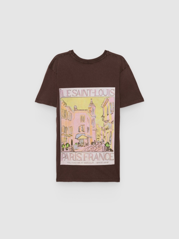 Camiseta oversize algodón chocolate vista trasera