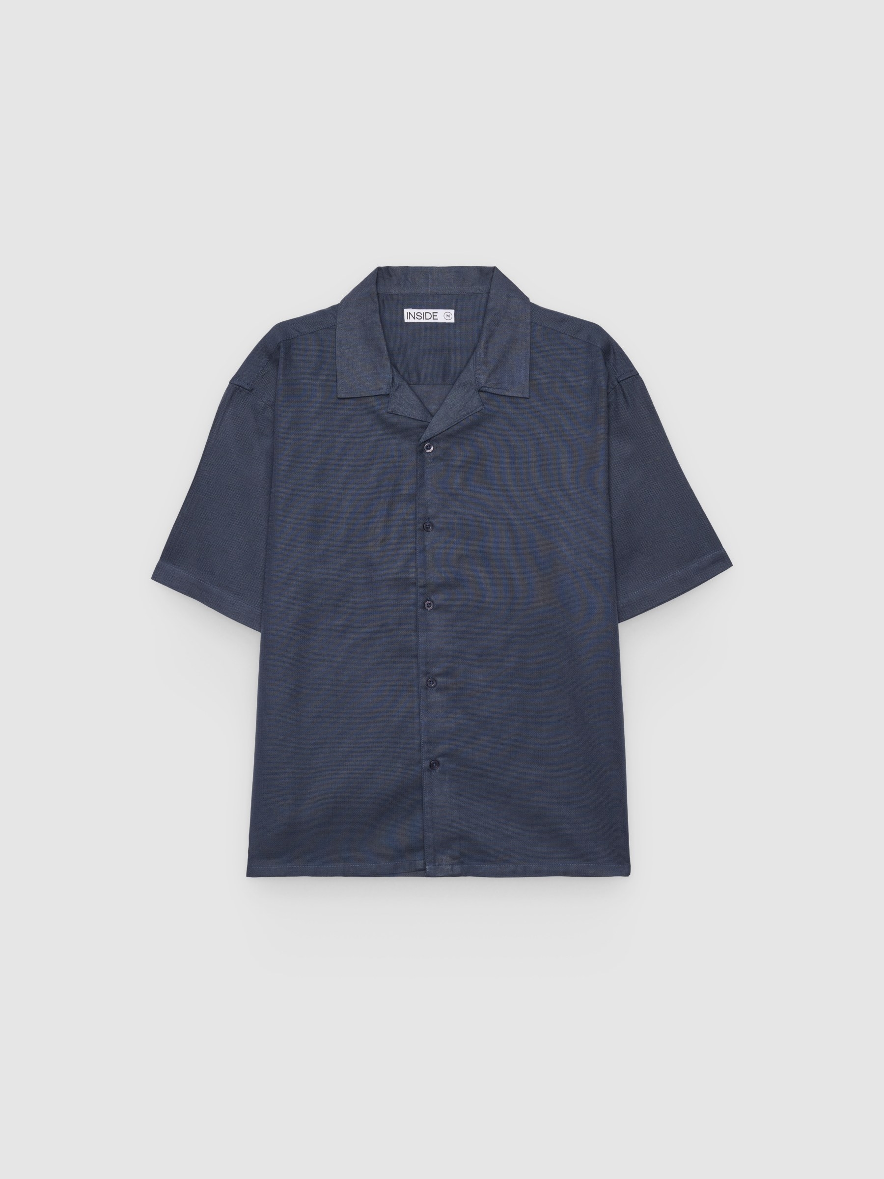 Camisa oversize de algodón azul marino vista media frontal