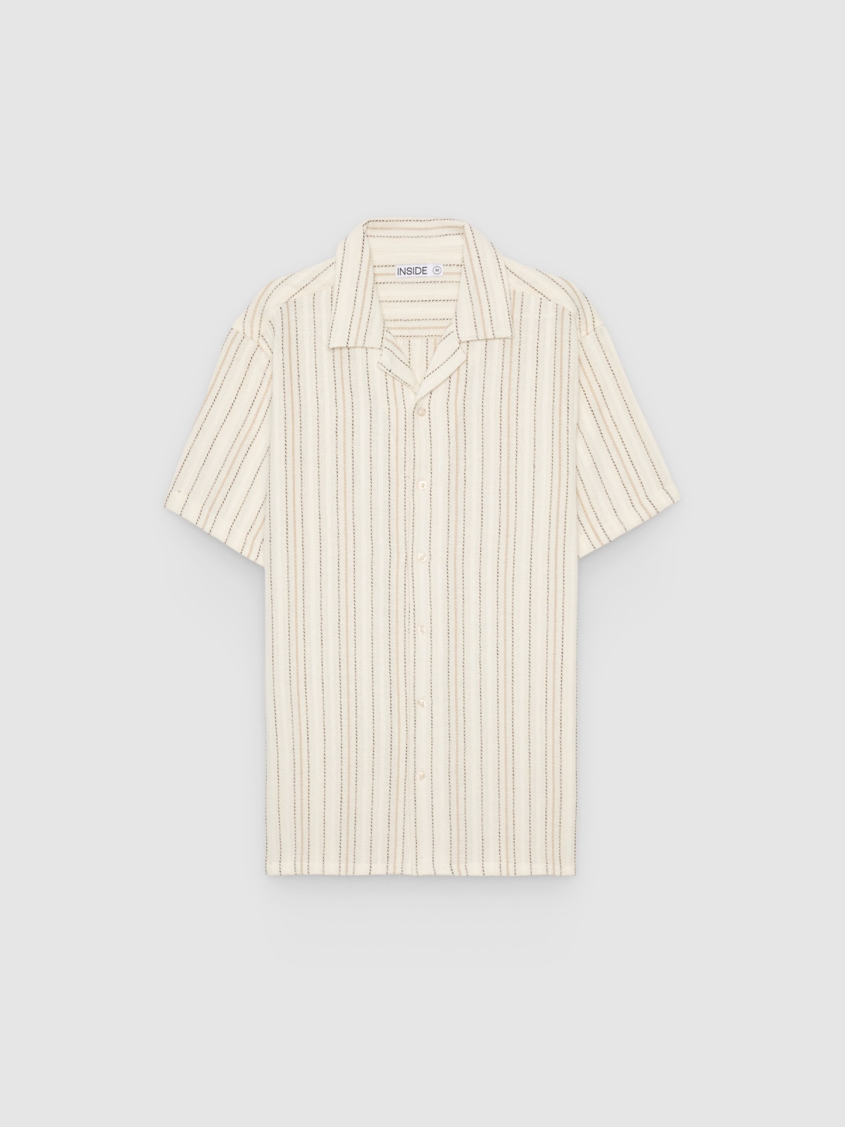 %Pto% Striped cotton resort shirt off white front view