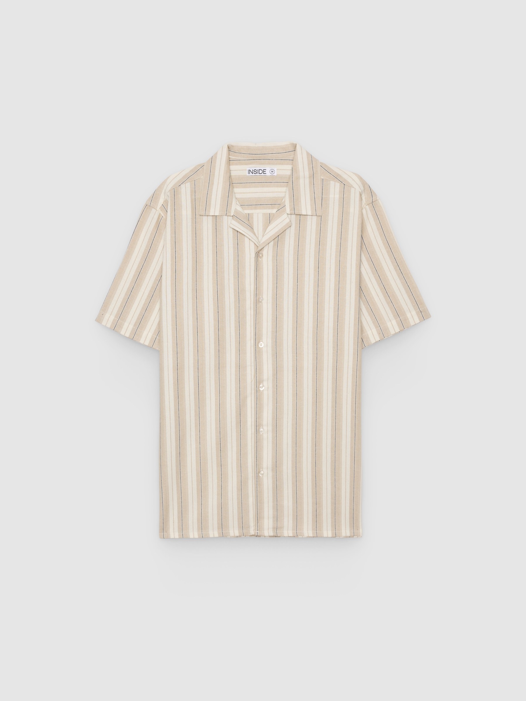 Rustic striped shirt beige middle front view