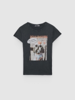 %Pto% Petit puissant print T-shirt dark grey front view
