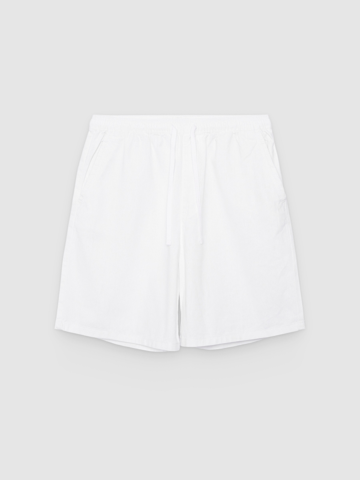 %Pto% Bermuda cargo jogger de linho branco vista frontal