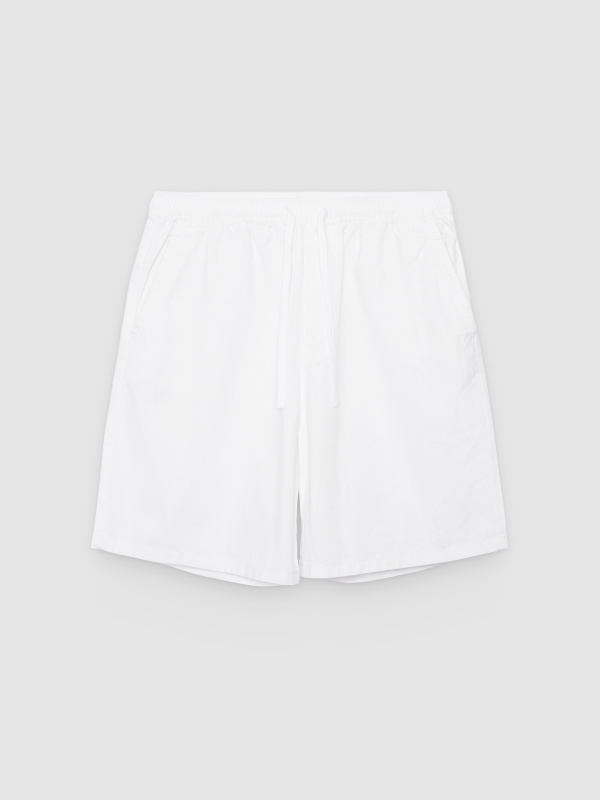  Linen cargo jogger shorts white front view