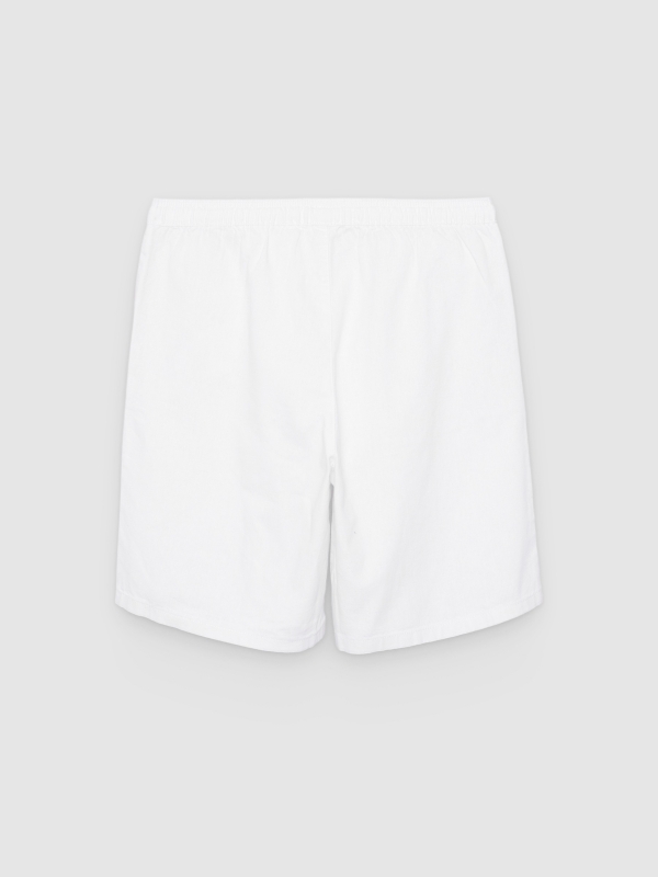 Linen cargo jogger shorts white back view