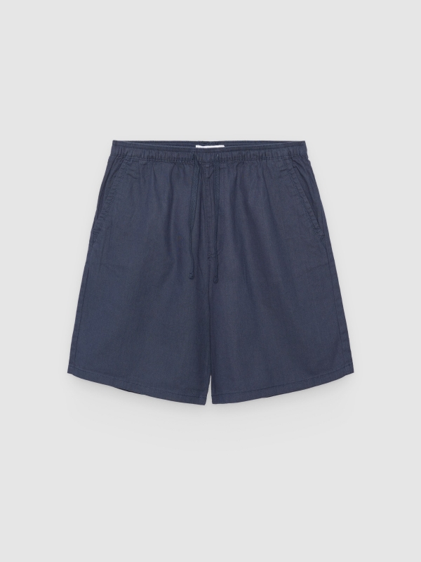  Bermuda cargo jogger lino azul marino vista frontal