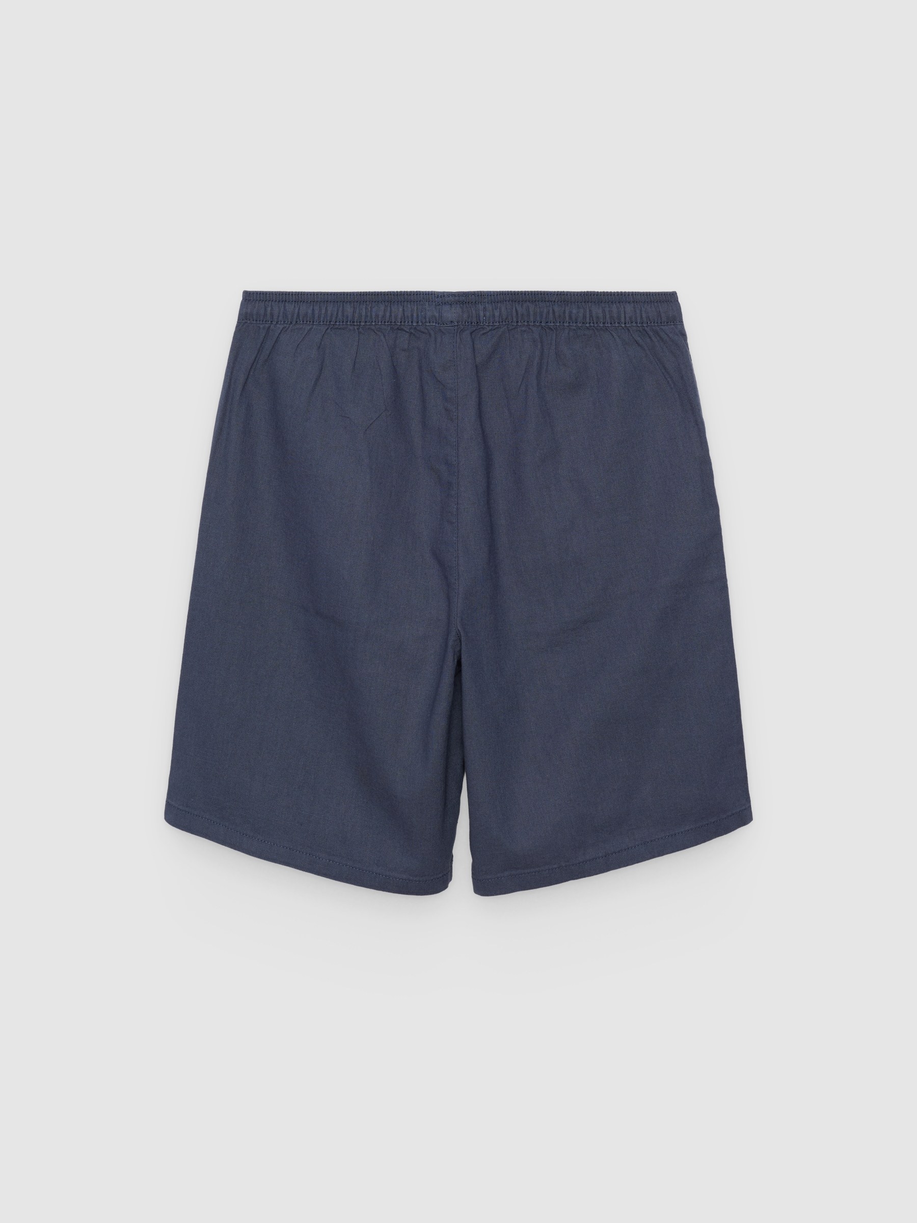 Linen cargo jogger shorts navy middle front view
